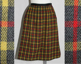 XXS 1950s Wool Plaid Skirt - Gray & Red Teenager Bobby Soxer Style - 50s Fall Winter Cute Dressy Casual - Ladies Size 00 Waist 22" - 38549
