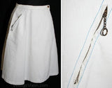 Size 4 White Skirt - Cute Casual Canvas Wrap Skirt with Zipped Pocket - Small - Zipper With Ring Pull - Preppie A-Line - Waist 24.5 - 30748