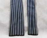 Rockabilly Men's Skinny Tie - Blue Striped Square End Necktie - 1950s 60s Denim Blue & White Woven Satin Pinstripes - Vertical Pin Stripes