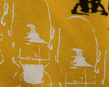 1960s Goldenrod Tie - Antique Train Lanterns Men's 60s Novelty Print Necktie - Yellow White Black Outdoor Victorian Lamp Lights - Late 60's