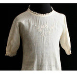 Quaint 1910s White Christening Gown with Wildflower Embroidery - Size Newborn Infants 1910s Antique Lace Dress - Hand Made - 26937-1