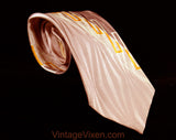 1940s Deco Men's Tie - 40s Lilac Gray Rayon Satin Brocade Necktie - Goldenrod Yellow Geometric Print Cravat - Young's Ocean City NJ Label