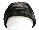 Child's 1920s 1930s Winter Hat - Black Panne Velvet Sheared Faux Fur - Close Fit Soft Cap with Brim - Never Worn 20s 30s Deadstock - 50361