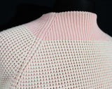 Size 4 Pink Sweater - Late 1950s Early 1960s Wool Pullover - Winter Ski Bunny 60s Preppie Cute - Oversized Fine Waffle Knit from Germany