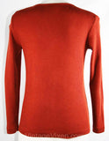 Size 4 Brown Sweater - Italian 1970s Rust Scoop-Neck Pullover - Classic Long Sleeved Knit Top - Made In Italy - Fall Autumn Shirt - Bust 35