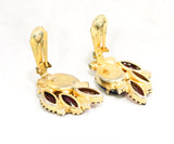Gorgeous Juliana Style Earrings - 1950s 60s Indigo Blue & Purple Rhinestones with Amber Brown Accents - Aurora Borealis AB - Lavish Hues