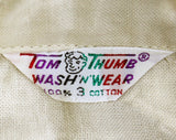 Size 3 Boy's Oxford Shirt - Toddler Boys Beige Short-Sleeved Cotton Top - Childrens 50s Ecru Dress Shirt - Tom Thumb Deadstock - Chest 22