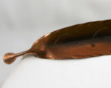 Vintage Copper Leaf Pin - Fall Autumn Brown Jewelry - Designer Stuart Nye - Long Feather Like Brooch - Metallic Modernist Artisan Design