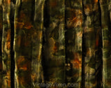 Size 10 Velvet Evening Skirt with Gold Lame' Waistband - Gorgeous 60s 70s Moss Green & Burnt Orange Watercolor Panne - Medium Waist 28