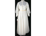 Size 8 Wedding Dress - Beautiful 1960s Vintage Chiffon Bridal Gown & Sheer Train - Romantic Antique Style NWT Deadstock - Bust 36.5 - 31834