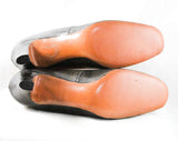 Size 8 Dark Grey Shoes - Unworn Reptile Leather 1960s Heels - 50s 60s Gray Pumps - Beautiful Secretary Style - NOS Deadstock - Size 8 1/2 B