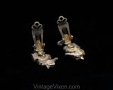 1950s Seahorse Pin - Sea Horse Brooch & Earrings - Gold Hue Metal - Aquatic Ocean Novelty Animal Theme - 50s 60s Goldtone - 50585