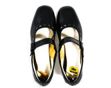 Size 1 1/2 Girl's Mary Jane Shoes - Authentic 1950s 60s Little Girls Black Patent Leather Look Vinyl - Child Size 1.5 C - 50s Deadstock NIB