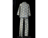 Size 8 Asian Chinoiserie Novelty Print Pant Set - 1960s Spring Cotton Pantsuit - Tunic, Shirt & Tailored Pant - 60s Deadstock - Waist 27