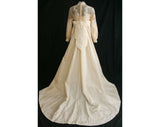 Size 6 Wedding Dress - 1960s Bow-Accented Empire Bridal Gown with Detachable Cathedral Train - Antique Style - NWT - Bust 34 - 31815-1