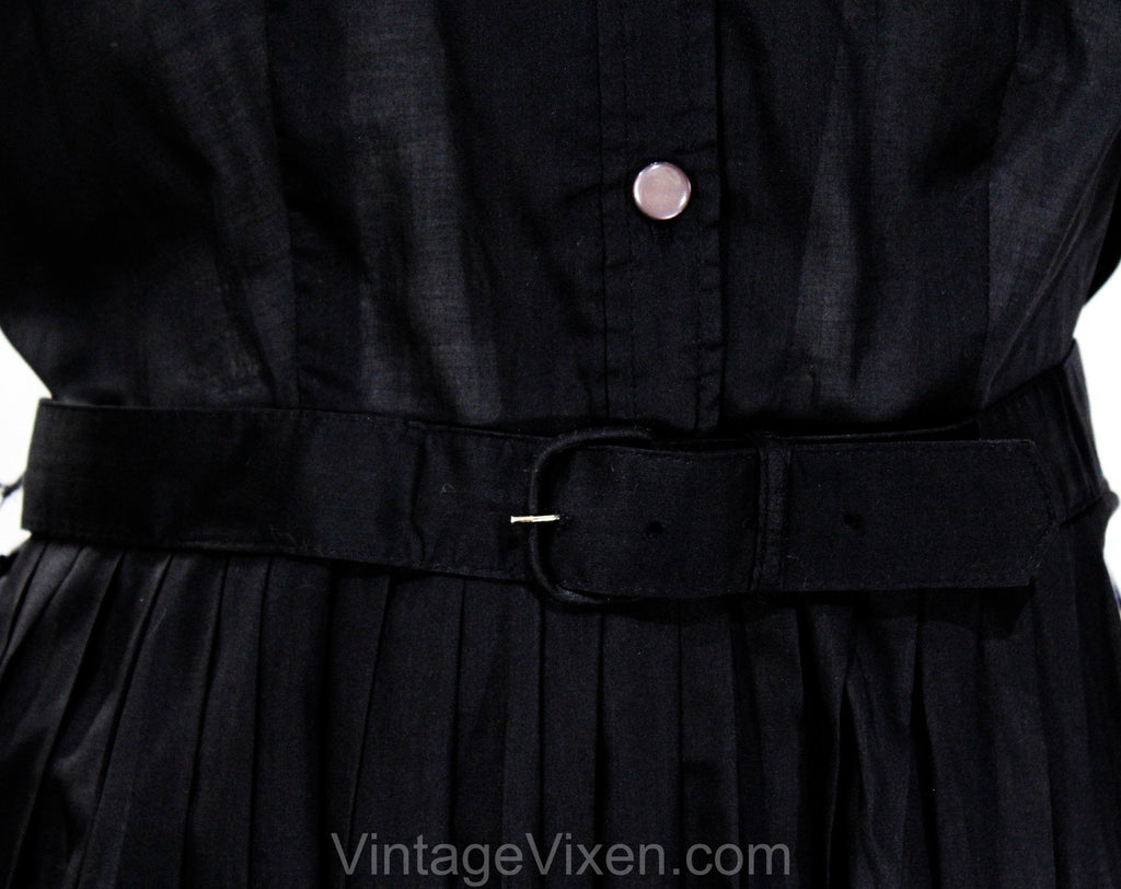 Size 10 Shirtwaist Dress - 1950s Sheer Black Fit & Flare Summer Frock Vintage Vixen Clothing Size 10 Shirtwaist Dress - 1950s Sheer Black Fit & Flare Summer Frock Vintage Vixen Clothing