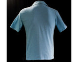 Men's XS Polo Shirt - 70s Mens Piedmont Airlines Logo Summer Top - 1970s Airport Airplanes - Sky Blue Cotton - Short Sleeve - Chest 36
