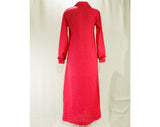Size 8 Pink Dress - Quality Irish Wool 1960s Maxi Dress - 60s Long Sleeve Spring Sheath - Ankle Length Long Dress - Tux Ruffle - Bust 35