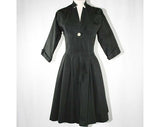Size 6 Black Dress - 1950s Taffeta Wasp-Waisted Dress - 40s 50s New Look - Fit & Flare - Glamorous - Bust 35 -Waist 26 - 38991