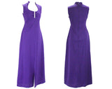 Size 10 Purple Dress - Medium 1970s Glamour - Rich Grape Purple Polyester Knit - Sleeveless 70s Disco Era Long Gown - NWT - Bust 37 - 49322