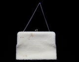 FINAL SALE 60s White Pearly Handbag with Scalloped Design - Bead Style Scallops 1960s Purse - Optional Chain Strap - As Is Best For Costume