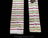 1980s Giorgio Armani Men's Tie - Square End Knit Striped Necktie - Retro Mens Designer - Gray Maroon Red Olive Green Tan Brown 80s Silk