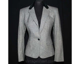Size 6 Tweed Suit - 1970s Black & White Jacket and Skirt with Equestrian Styling - Classic Evan-Picone - Sophisticated - Bust 34 - 38702