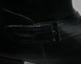 Size 7 Black Boots - Authentic Early 1960s Deadstock - Waterproof Vinyl - Fleece Lined - 60s - Faux Buckle - Rain Dears - Tall Winter Shoes