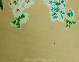 1940s Tiger Lilies Tablecloth - Turquoise Blue & Orange Tropical Floral Print Cotton 40s 50s Table Cloth - Roses Gladiolus Large Rectangle
