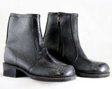 Boys Black Boots - Child Size 8.5 - Authentic 1950s 1960s Boy's Black Leather Boot - 60's Little Gents Shoes - 8 1/2 D - NOS Deadstock