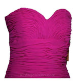 Size 2 Purple Party Dress - Ruched Orchid Strapless Cocktail Dress - 335 Dollar Original Tag - Designer Victor Costa - Bust 32.5 - 31610