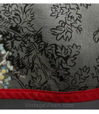 1940s Pastel & Gray Dandelion Print Apron - Large XL Half Apron - Size 12 to 18 - Red Trim - Flowers - Handmade - Waist 30 to 38 - 30459-1