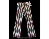 Size 000 Bellbottom Pants - Terrific 1960s 70s Striped Juniors Bell Bottom Hip Huggers - Teen Trousers - Girls Low Rise 1970s Hippie NOS