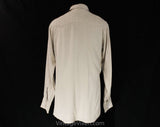 Men's Small 1940s Rayon Shirt - Handsome 40s Khaki Tan Gabardine Top - Western Rockabilly Cowboy - Long Sleeve - Rau Klikit Snaps - Chest 40