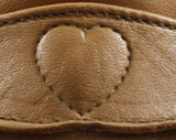 Size 8.5 Tan Shoes - Light Brown Faux Leather Loafer Wedge - Heart Shaped Stitching - 8 1/2 Retro 1970s Caramel - NOS Deadstock - 47860-1