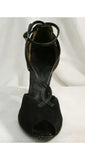 Size 5.5 Pin Up Style 1940s Shoes - Black Suede & Leather Heels - 40s Peep Toe Shoe - Elegant - Strappy - Unworn - Size 5 1/2 M - 40035-8