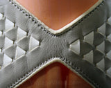Size 8.5 Gray Sandals - As Is 30s Inspired Gray 1970s Shoes - Deco Triangles - Summer Slingback Heels - Peep Toe - 8 1/2 - 70s Deadstock