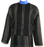 Size 8 Three Piece Suit - 1980s Black Red Striped Career Suit & Cobalt Blouse - Originally 225 Dollars - Roth Le Cover - Waist 27 - 31454