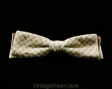 1950s Men's Bow Tie - Brown Lattice Brocade Mens 50s Skinny Bowtie - Beige Cream Ivory - Retro Haberdashery - Mid Century 50's Clip On Tie