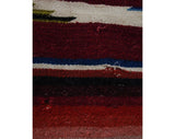 Rare Saltillo Blanket - Southwestern Serape - Mexico Handwoven 1930s 1940s Wool - Blue & Rainbow Kilim Stripe - Large Chimayo - 5x7 Ft