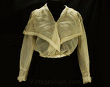Antique 1910s Silk Blouse - Size 4 Sheer Silk Georgette Edwardian Shirt - Neutral Pneumonia Blouse - Beige Ecru Taupe - Waist 24.5 - 49021