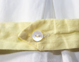 Charming 1920s Toddlers White Cotton Chemise Style Romper with Yellow Art Nouveau Embroidery - Size 18 Months - Infant Child's Bubble Suit