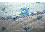 1950s Blue Roses Embossed Cotton Apron - Charming Spring Half Apron - Rick-Rack Trim - Pointed Hem - Size 12 to 14 - Waist 30 to 32 - 30499