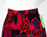 Size 12 1980s Skirt - Red Black & Purple Sweater Knit Office Wear - 80s Novelty Large Winter A-Line Skirt - NWT Deadstock - Waist 27 to 30