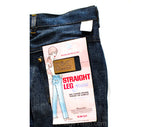Large Retro Denim Jeans - 1960s Dark Indigo Blue Cotton - Ladies Size 12 Straight Leg 60s Dungarees - Rockabilly Deadstock - NWT - Waist 33
