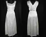 Size 8 White Nightgown - 1940s Beautiful Ivory Satin Boudoir Gown - Edwardian Style 40s Lingerie - Miss Fashion - Bust 35 - 40385-1