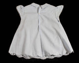 Vintage Baby's Dress - Size 6 Months - Baby Blue Cotton - Dainty Hand Sewn Heirloom Embroidery - Girl's Summer Frock with Flutter Sleeves