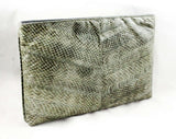 1980s Gray Snakeskin Handbag - 80s Envelope Purse - Beautiful Grey Snake Skin Zip Top Bag by Felipe - Elegant Chevron Design - 48227