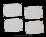 Battenberg Lace Place Mats Set of 4 - Fine White Cotton Dinner Linens - Hand Sewn Tape Lace Corners - Four Victorian Style 1980s Placemats