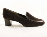 Size 9 Shoes - Brown Suede 1970s Pumps - Hip 60s 70s Faux Reptile Heels - Quality Sophisticated Hush Puppies - 70's NOS Deadstock - 9M